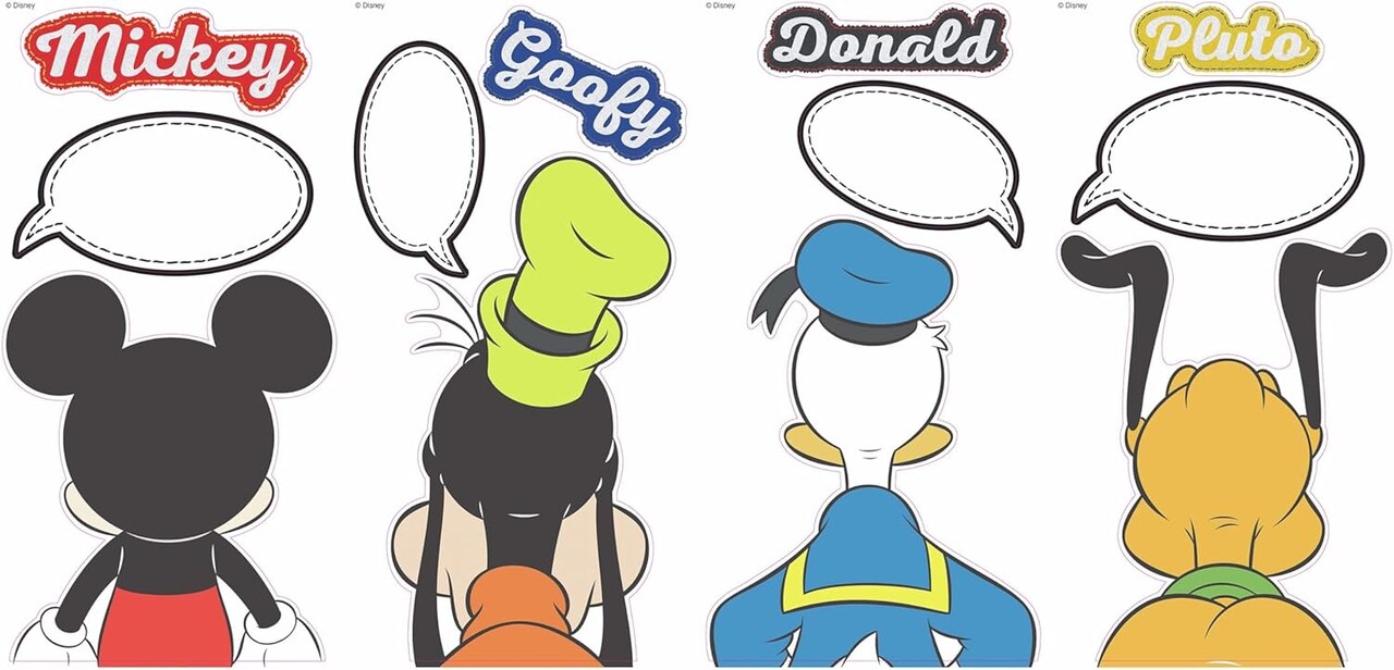 Disney Mickey & Friends Peel and Stick Wall Decals with Dry Erase,Blue, Red, Brown